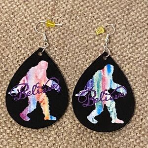 Colorful Believe Big Foot Teardrop Earrings